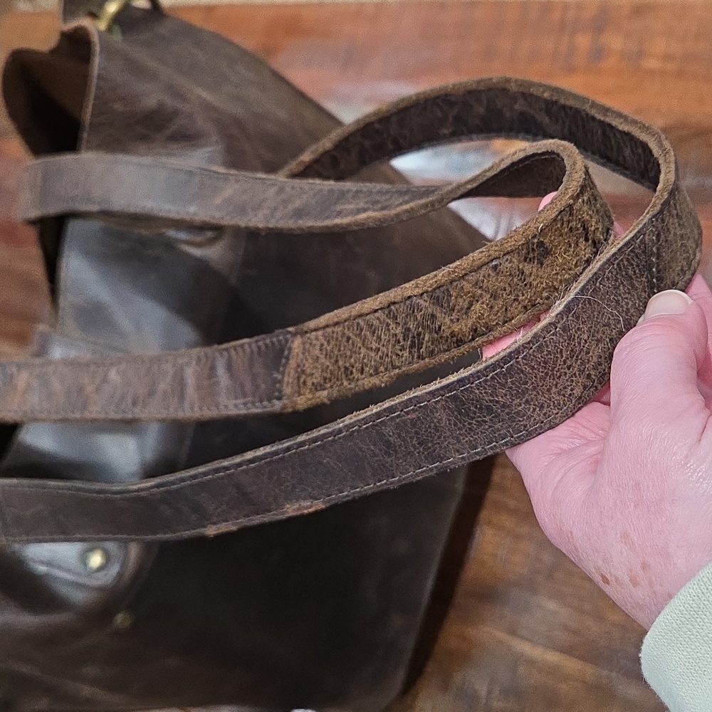 Vintage Genuine Brown Leather Men's Bag - Picture 7 of 14